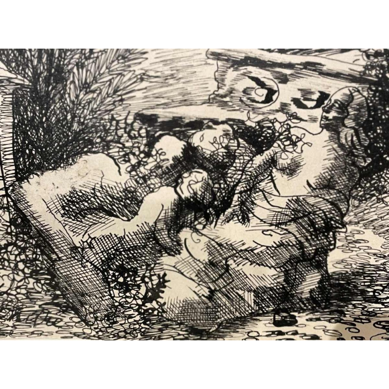 Yvonne PERIN (1905-1967) dessin à lencre