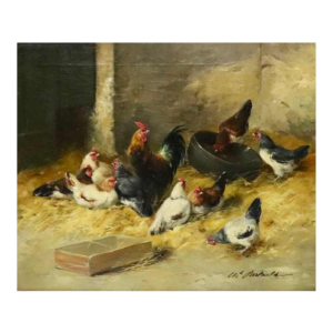 Charles Bertauld - olieverf op doek - boerenerf - schilderij 19e eeuw