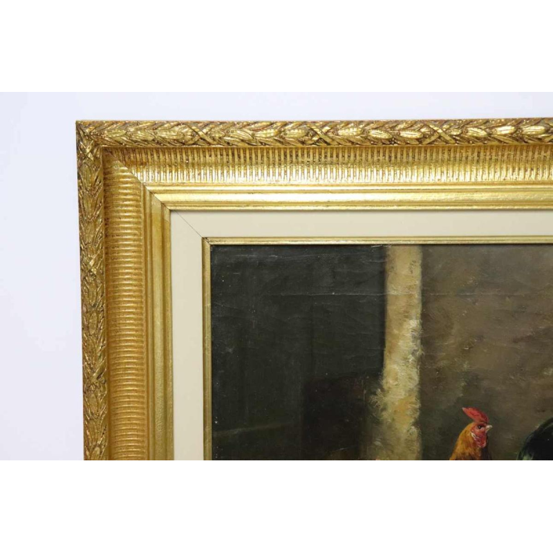 Charles Bertauld - olieverf op doek - boerenerf - schilderij 19e eeuw