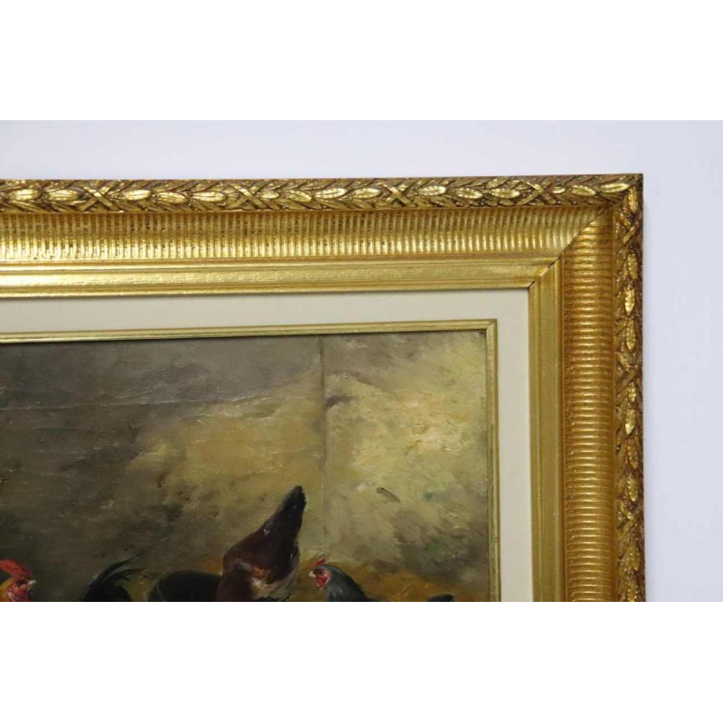 Charles Bertauld - olieverf op doek - boerenerf - schilderij 19e eeuw