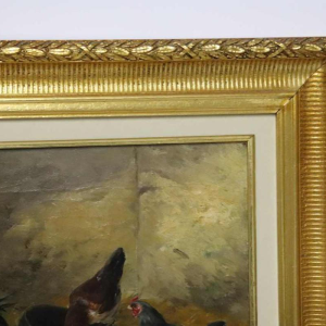 Charles Bertauld - olieverf op doek - boerenerf - schilderij 19e eeuw