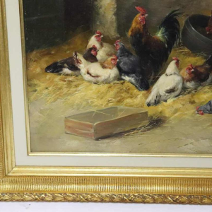 Charles Bertauld - olieverf op doek - boerenerf - schilderij 19e eeuw