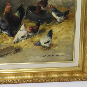 Charles Bertauld - olieverf op doek - boerenerf - schilderij 19e eeuw