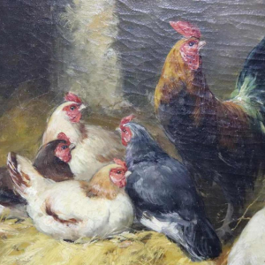 Charles Bertauld - olieverf op doek - boerenerf - schilderij 19e eeuw