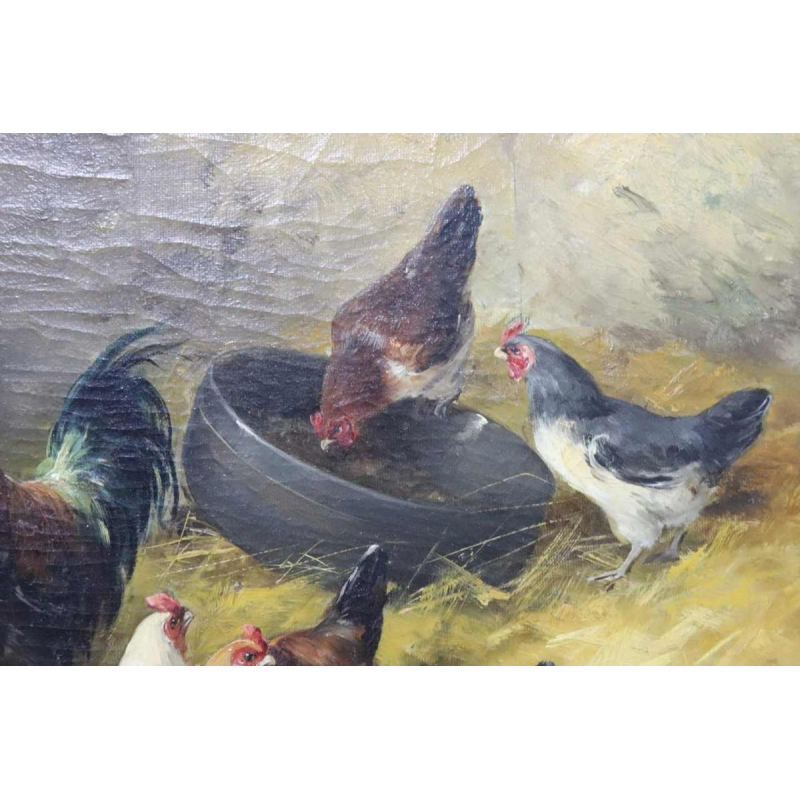 Charles Bertauld - olieverf op doek - boerenerf - schilderij 19e eeuw