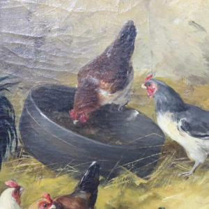 Charles Bertauld - olieverf op doek - boerenerf - schilderij 19e eeuw