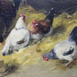 Charles Bertauld - olieverf op doek - boerenerf - schilderij 19e eeuw