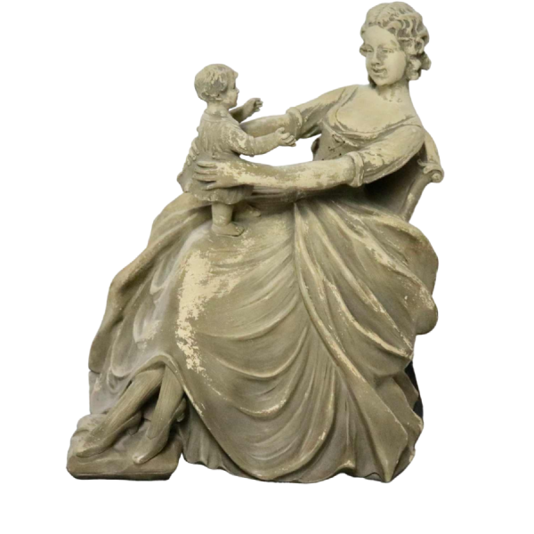 Antonio Carli, sculpture en terre cuite patinée 'femme avec son enfant' XXème siècle