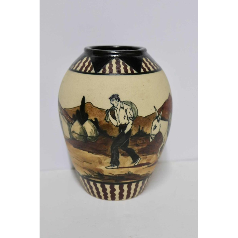 Pedro Garcia de Diego - Ciboure - Vase décor basque Art Déco en grès émaillé - France