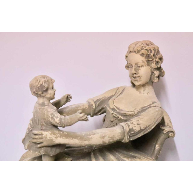 Antonio Carli, sculpture in patinated terracotta 'woman with child' 20th century