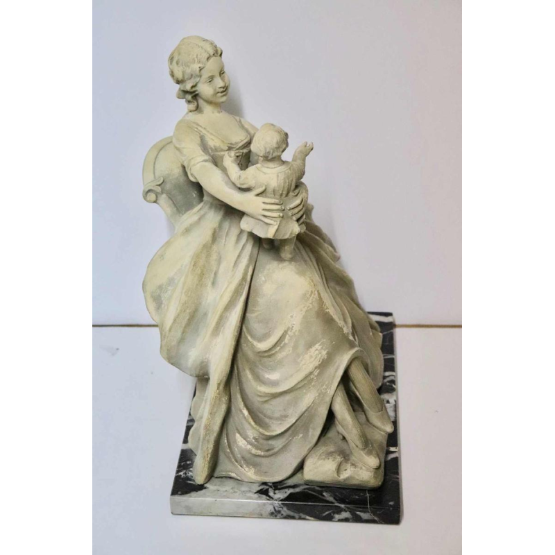 Antonio Carli, sculpture en terre cuite patinée 'femme avec son enfant' XXème siècle