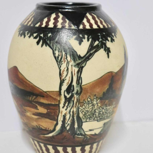 Pedro Garcia de Diego - Ciboure - Vase décor basque Art Déco en grès émaillé - France