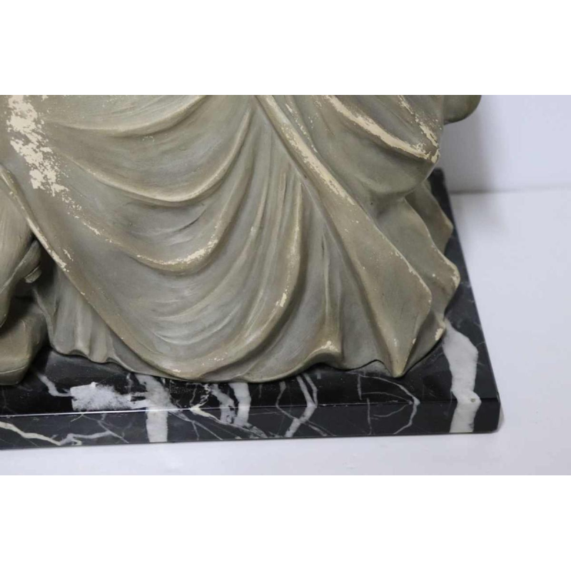 Antonio Carli, sculpture en terre cuite patinée 'femme avec son enfant' XXème siècle