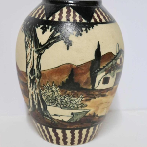 Pedro Garcia de Diego - Ciboure - Vase décor basque Art Déco en grès émaillé - France