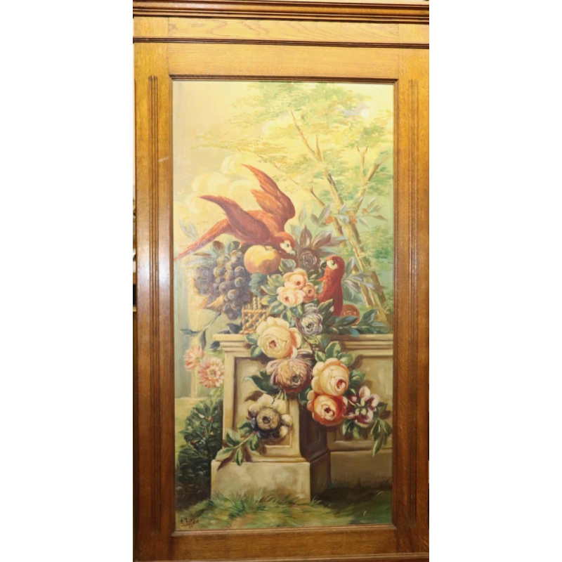 Auguste Ista, huile sur panneau, encadrement en chêne, vers 1920