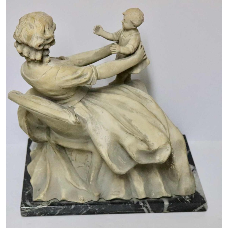 Antonio Carli, sculpture in patinated terracotta 'woman with child' 20th century