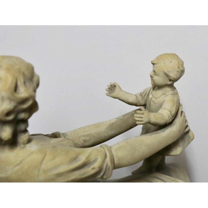 Antonio Carli, sculpture in patinated terracotta 'woman with child' 20th century