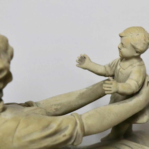 Antonio Carli, sculpture in patinated terracotta 'woman with child' 20th century