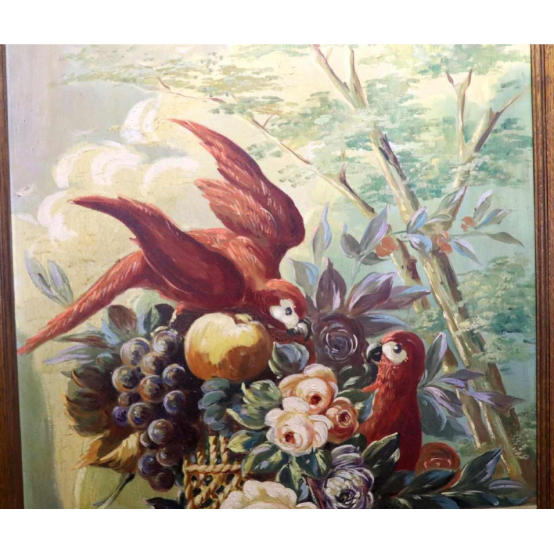 Auguste Ista, huile sur panneau, encadrement en chêne, vers 1920