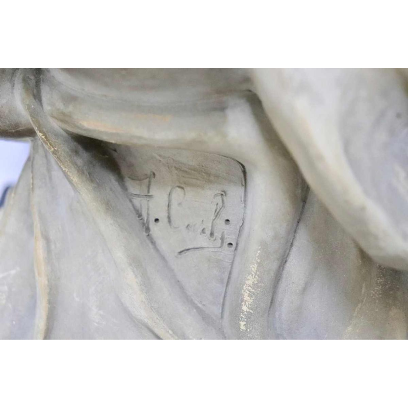 Antonio Carli, sculpture en terre cuite patinée 'femme avec son enfant' XXème siècle