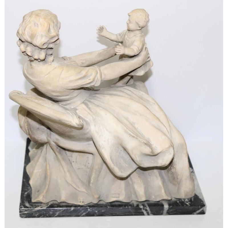 Antonio Carli, sculpture in patinated terracotta 'woman with child' 20th century