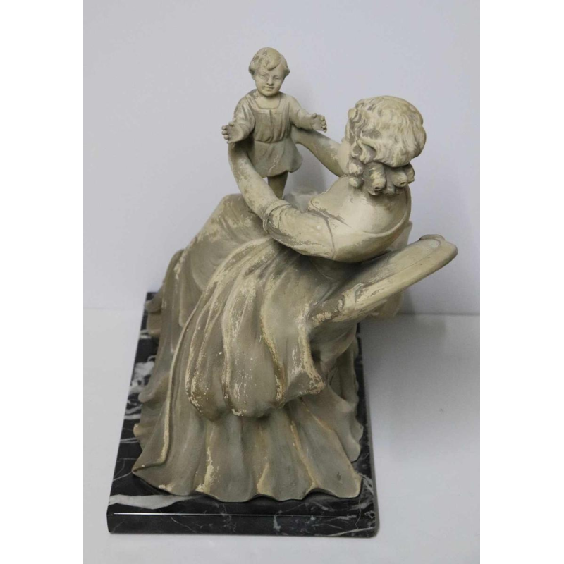 Antonio Carli, sculpture in patinated terracotta 'woman with child' 20th century