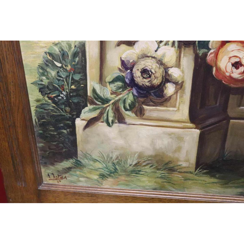 Auguste Ista, huile sur panneau, encadrement en chêne, vers 1920