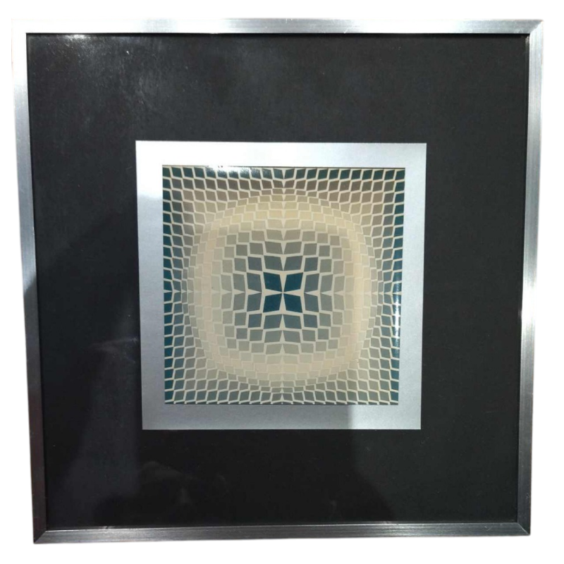 VICTOR VASARELY, geometrische compositie, Op'Art litho, 1970s