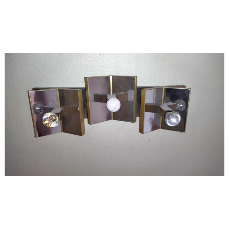 GAETANO SCIOLARI, Paar Hollywood Regency wandlampen, verchroomd staal en verguld messing, ca 1970