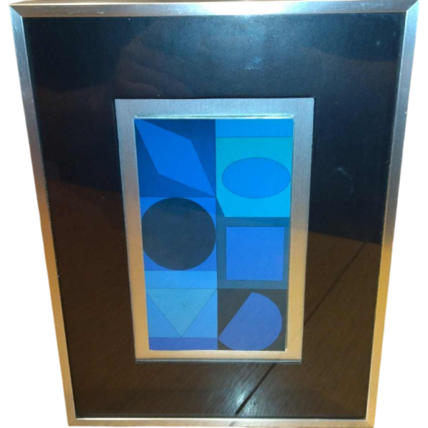 VICTOR VASARELY, oeuvre Op'Art fixée sur plexi
