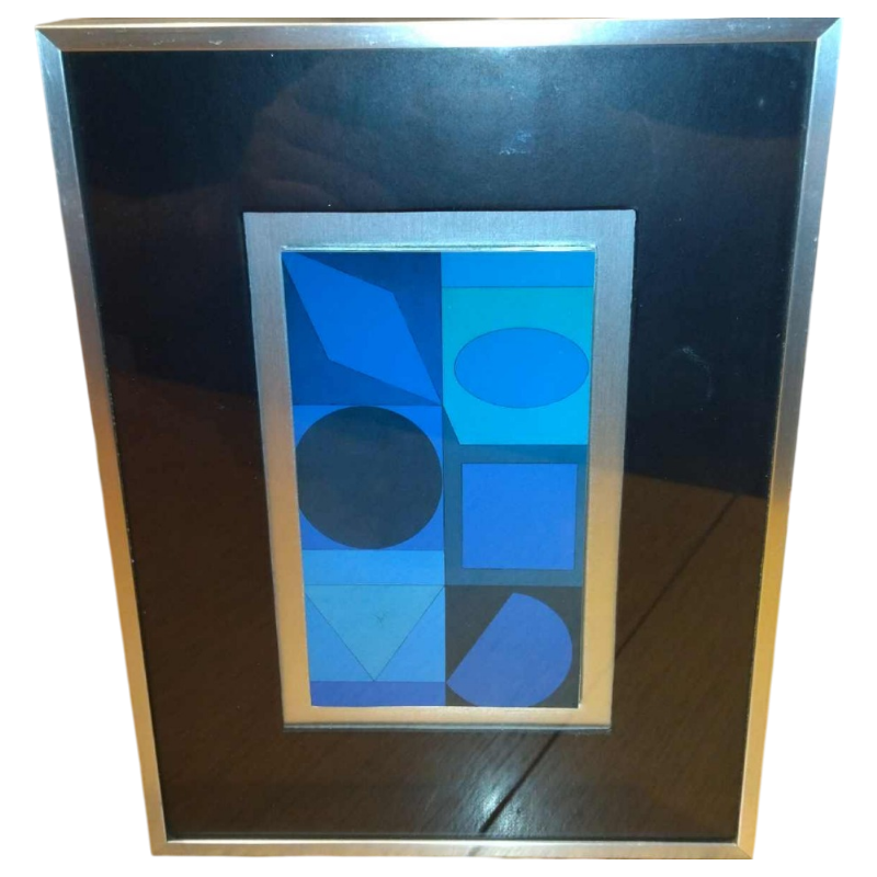 VICTOR VASARELY, oeuvre Op'Art fixée sur plexi