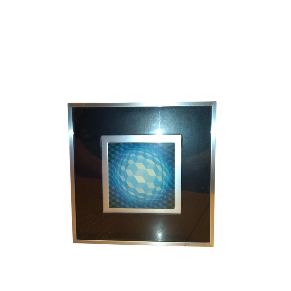 VICTOR VASARELY, oeuvre Op'Art fixée sur plexiglas
