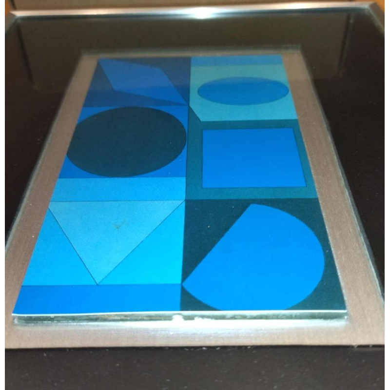 VICTOR VASARELY, oeuvre Op'Art fixée sur plexi