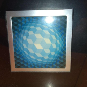 VICTOR VASARELY, oeuvre Op'Art fixée sur plexiglas