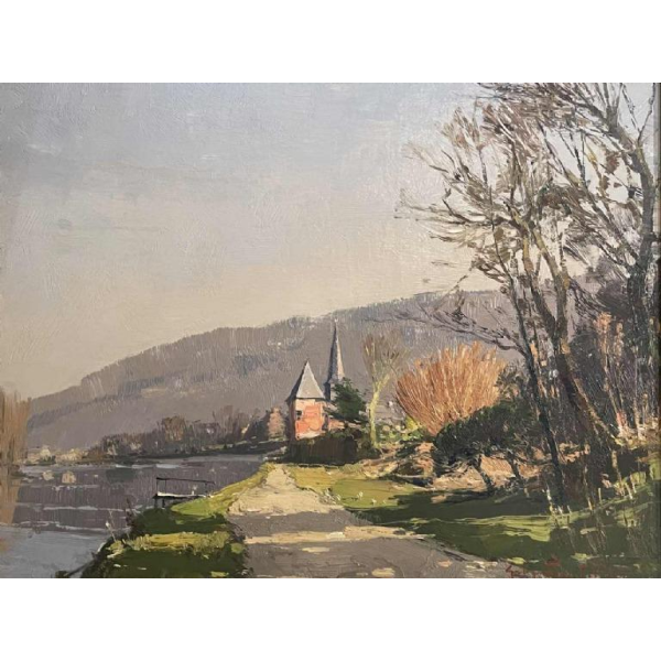 George LAMBILLOTTE (1915-1998): The Meuse and the Priory of Godinne.