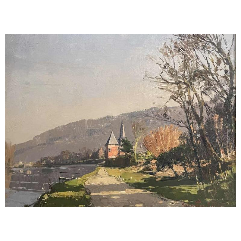 George LAMBILLOTTE (1915-1998): « La Meuse et le Prieuré de Godinne »