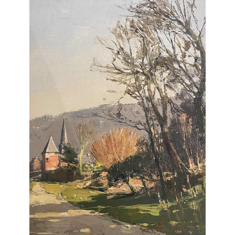 George LAMBILLOTTE (1915-1998): « La Meuse et le Prieuré de Godinne »