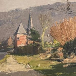 George LAMBILLOTTE (1915-1998): « La Meuse et le Prieuré de Godinne »