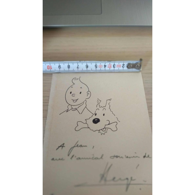 Hergé Schitterende opdracht Kuifje en Sneeuwvlokje 1955