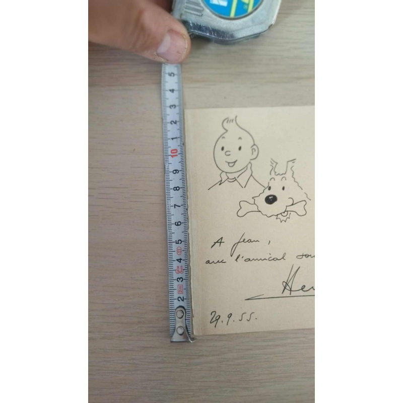 Hergé Superb dedication Tintin and Snowy 1955