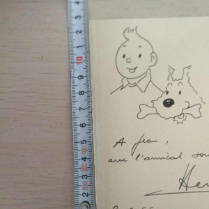 Hergé Superb dedication Tintin and Snowy 1955