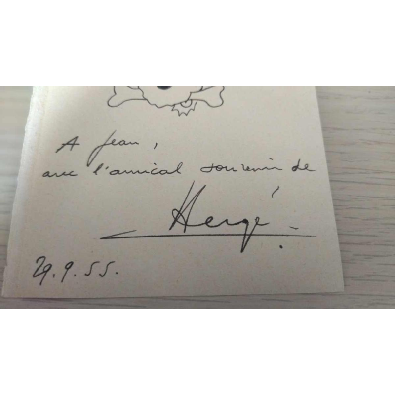 Hergé Schitterende opdracht Kuifje en Sneeuwvlokje 1955