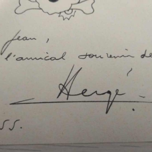 Hergé Superb dedication Tintin and Snowy 1955