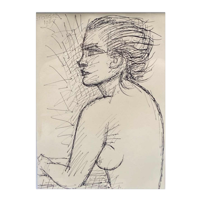 Marcel Gromaire (1892-1971) - Naakte vrouw - Originele inkttekening - 1939
