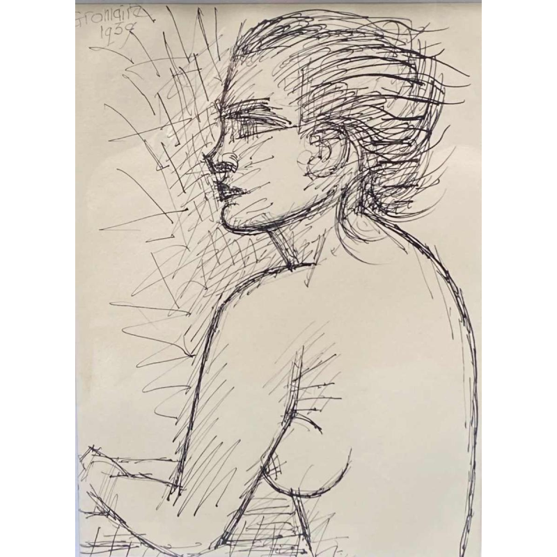 Marcel Gromaire (1892-1971) - Naakte vrouw - Originele inkttekening - 1939