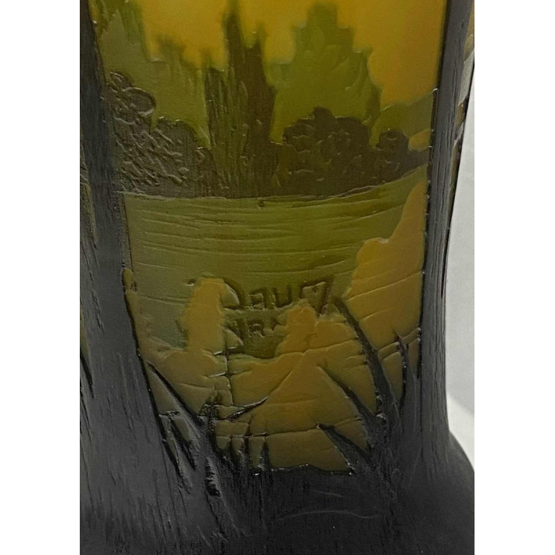 Vase with acid-etched lakescape, signed Daum Nancy with the cross of Lorraine