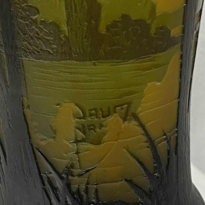 Vase with acid-etched lakescape, signed Daum Nancy with the cross of Lorraine