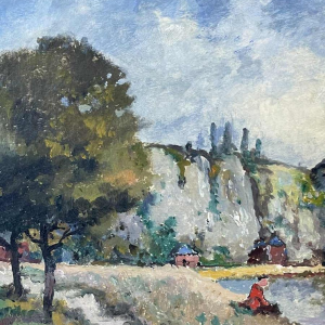 Albert DANDOY (1885-1977): La Meuse près des rochers des Grands Malades (The Meuse near the rocks of the Grands Malades)