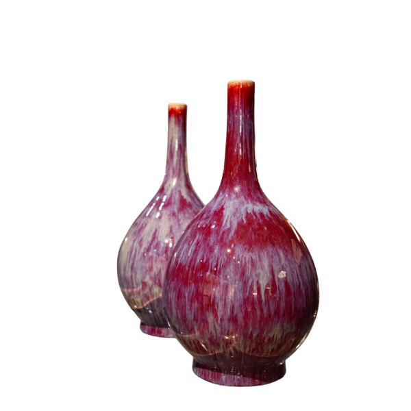 Pair of tulip vases, China, 19th century, oxblood red
