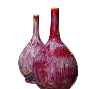 Pair of tulip vases, China, 19th century, oxblood red